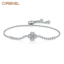 CARSINEL бренд серебристый цвет прозрачный кубические браслеты со стразами для женщин цветок браслеты женские свадебные украшения BR0306