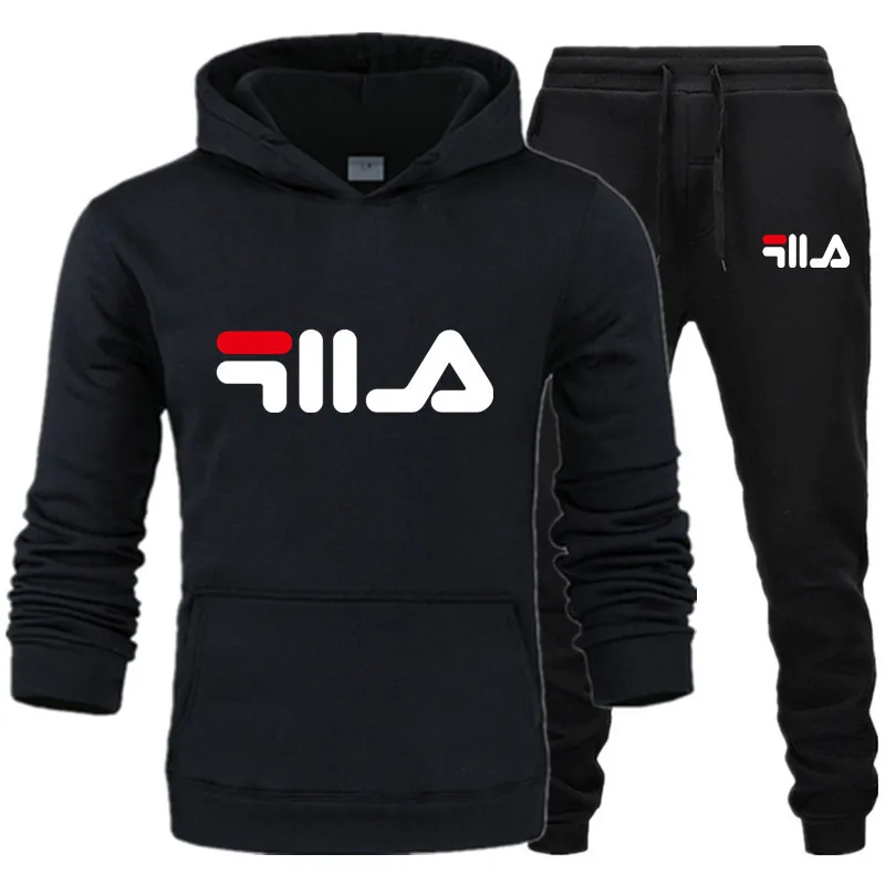 

Plus Size Hooded Hoodies + Pants Sets 2 Pieces Set Men Tracksuits 2019 Autumn Pure Color Casual Mens Sporting Wear Suits