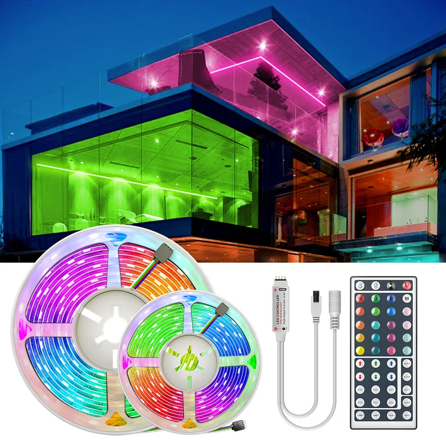 RGB Светодиодная лента 15 м светильник та 5050 SMD 2835 5 10 12 В постоянного тока