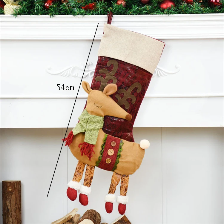 Рождественские чулки, Новогодняя подвесная Подарочная сумка, мешки Санты, Рождественский Декор, органайзер для конфет, украшения для рождественской елки, Mesa De Dulces - Цвет: elk 086