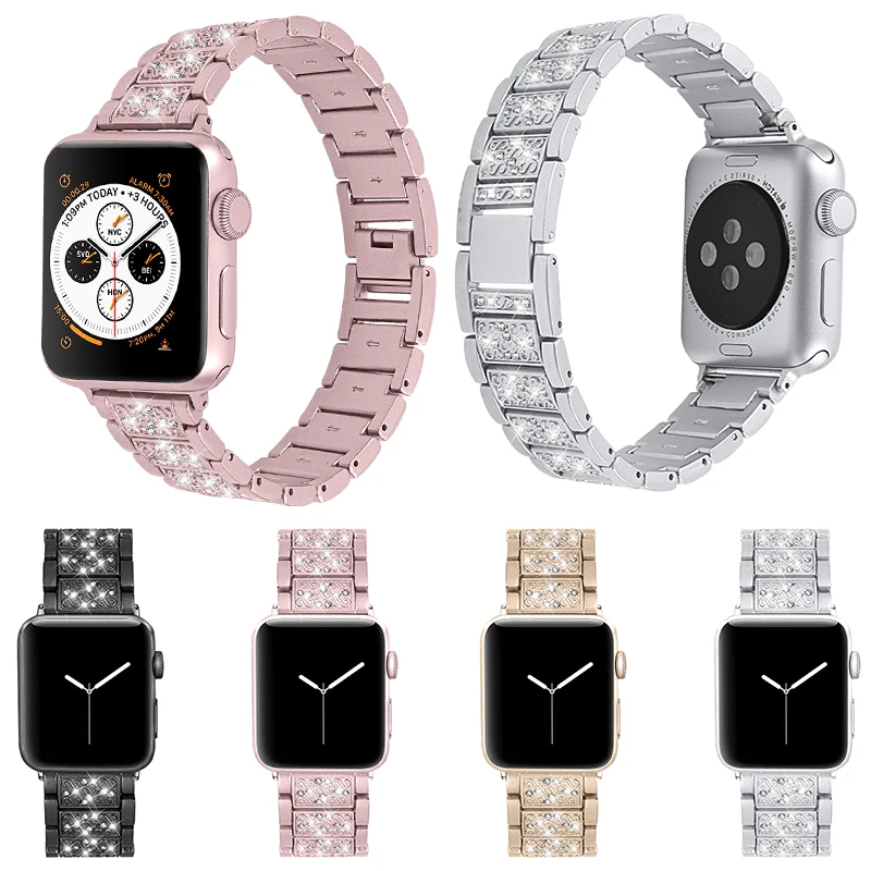 Для Apple Watch Band 40 мм 44 38 42 Женский алмазный обруч для Series 4 3 2 1 браслет iwatch ремешок из