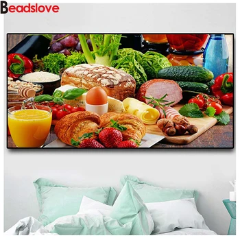 

Bread Fruits Kitchen Vegetables Diamond Embroidery 5D DIY Diamond Painting Diamond Mosaic needlework kitchen Room decoration