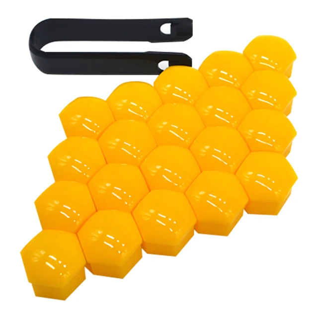 20pcs 17mm 19mm Wheel Nut Bolt Head Cover Cap Protective Bolt Caps Exterior Decoration Protecting Bolt Rims Screws Plugs yellow