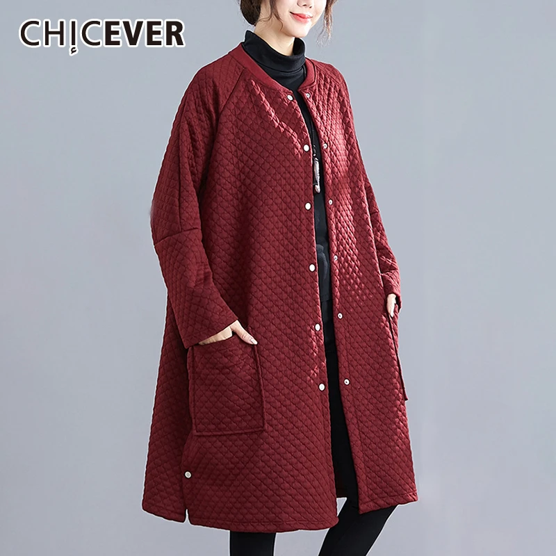 CHICEVER винтажные клетчатые женские тренчи с круглым вырезом длинным рукавом