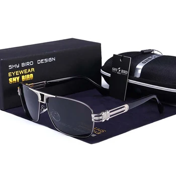 

SHY BIRD Polarized Sunglasses Men Retro Glasses Women Stainless Steel Frame Driving Outdoor Professional Sunglasses UV400