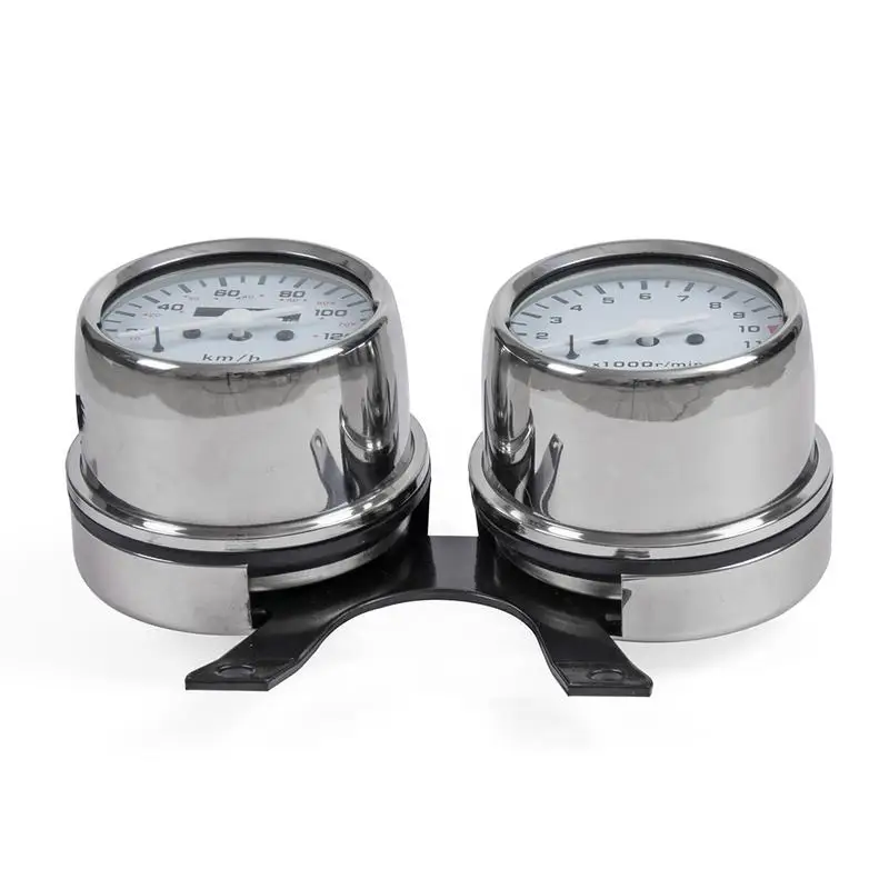 New Stainless Steel Motorcycle Mechanical Odometer Speedometer And Engine Speed Instrument Cafe Racer