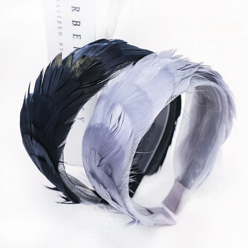 

[Xwen] New Girls High Quality Feather Hair Band Headwear New Handmade Bezel Headband For Women Fashion Hair Accessories WEA0050