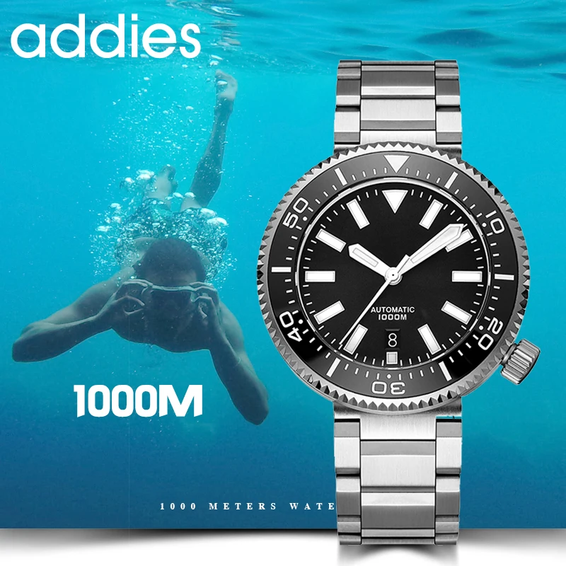

Addies 1976 Ice Hockey NH35 1000m Diver Watch Automatic Men's Watch Sapphire Crystal 316L Stainless Steel Mechanical Watch Dive