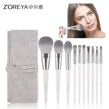 

Cross Border Hot Selling zoreya zhuo er ya 10 Top Grade Beginner Makeup Brush Universal Artificial Fiber Gray Brush Suit