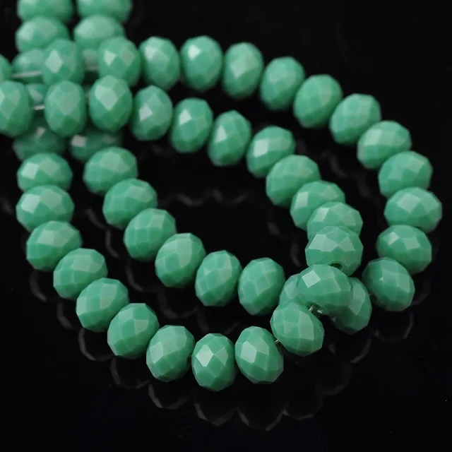 Rondelle Faceted Czech Crystal Glass Solid Color 3x2mm 4x3mm 6x4mm 8x6mm 10x7mm 12x8mm Loose Spacer Beads for Jewelry Making DIY 69 Op Peacock Green