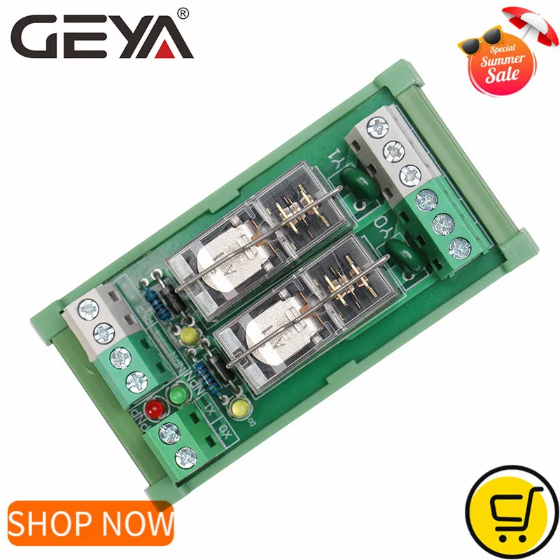 GEYA NG2R 2 канальный релейный модуль 12V 24V 1SPDT реле 10A штепсельную вилку в Тип Omron Реле |