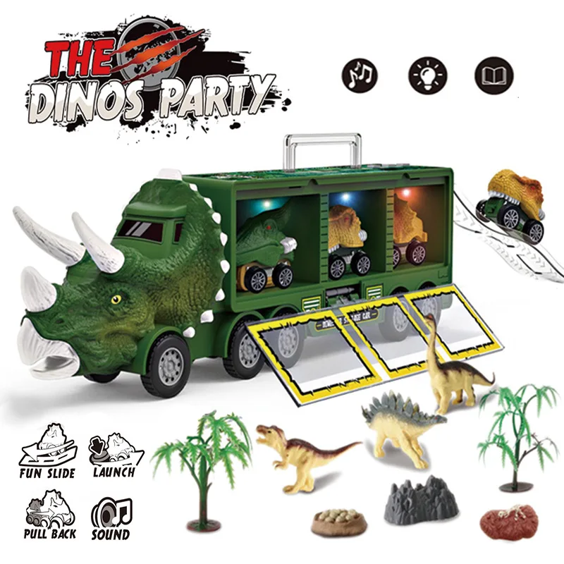 

Children's Dinosaur Storage Car Model With Light And Music Container Storage Dinosaur Model Toys Children's Birthday Gifts