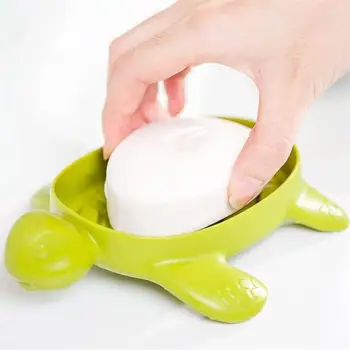 

Turtle Shape Soap Dish Leachate Tray Drain Soap Box Holder for Shower Room Bathroom Kitchen Green
