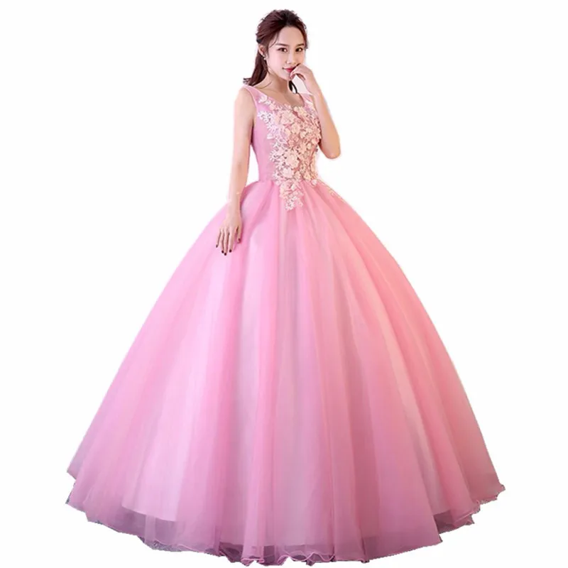 Vestidos Quinceanera 15 Anos бальные Платья пышные платья новое платье для выпускного вечера с аппликацией для вечерние платья с v-образным вырезом Vestido 0026