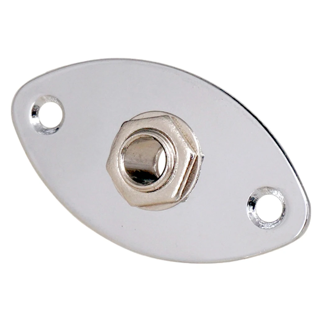 Guitar Metal Oval Curved Jacket Plug Plate Bass Jack Plug Socket for Electric Guitar Bass Parts 