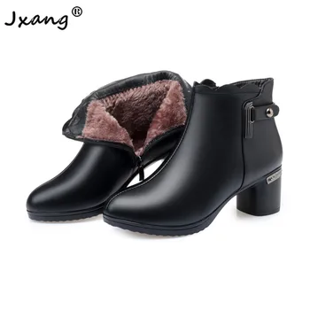 

JXANG New Wool Women Fashion High Quality Snow Boots Warm Thick Bottom Shoes Platform Plush Ankle Boots Woman Winter Shoes black