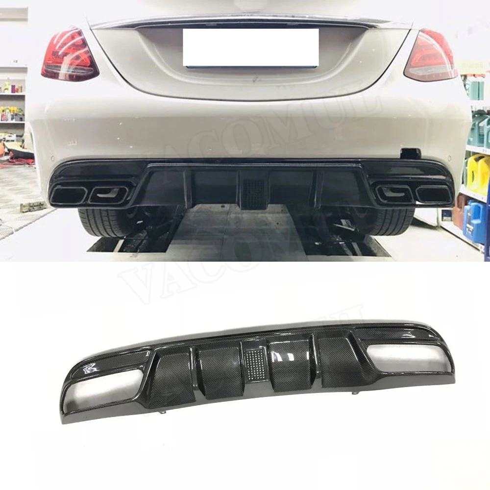 

Carbon Fiber Rear Bumper Lip Diffuser With LED Light for Mercedes Benz C class W205 Sedan 4 Door C180 C200 C300 C63 2016 - 2019