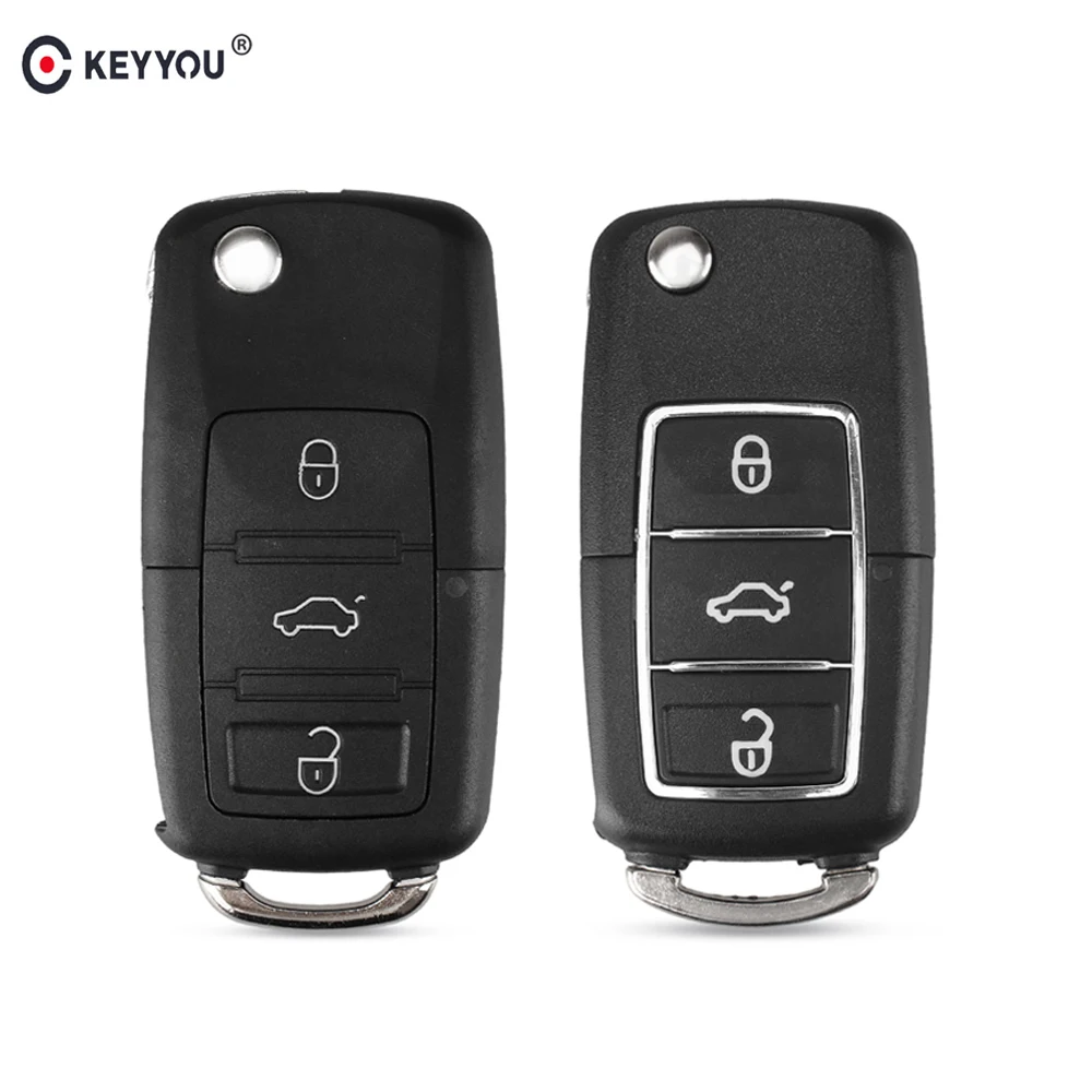 Раскладной чехол KEYYOU с 3 кнопками для Volkswagen Vw Golf Passat Beetle Polo Bora Сменный Чехол