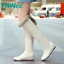 Размеры 34-43; женские ботинки на танкетке; сапоги до колена на толстом меху с перекрестными ремешками; Теплая обувь для холодной зимы; высокие сапоги; женская обувь