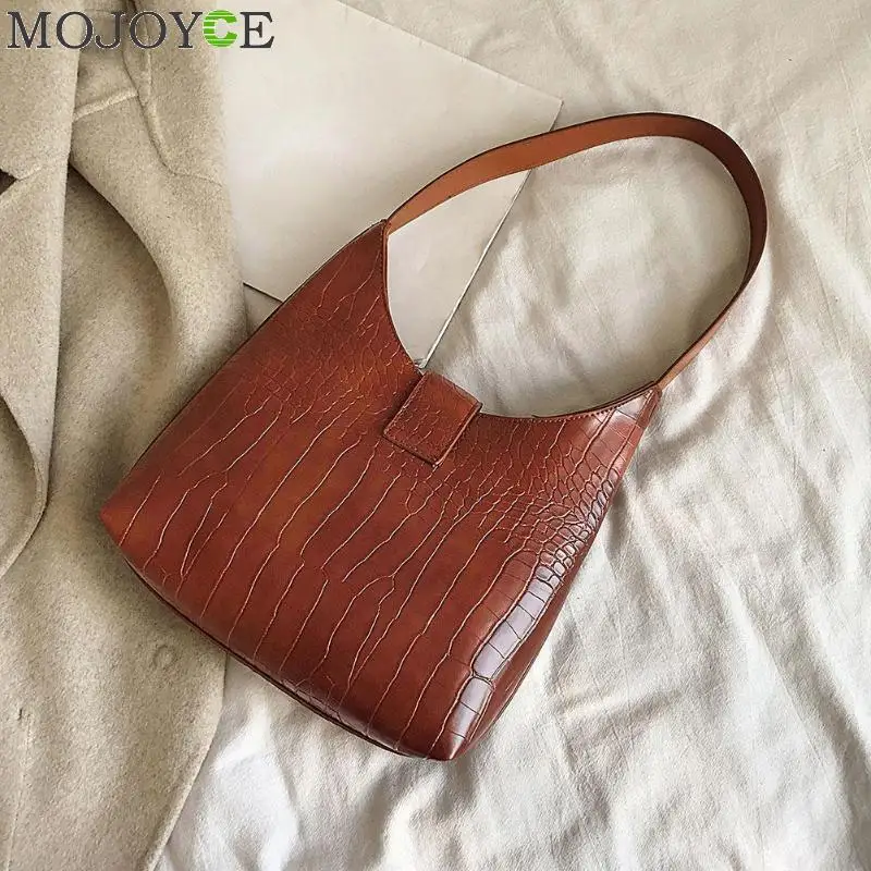 Женские Ретро Сумки из искусственной кожи крокодила модные однотонные сумки на плечо простые элегантные сумки для покупок