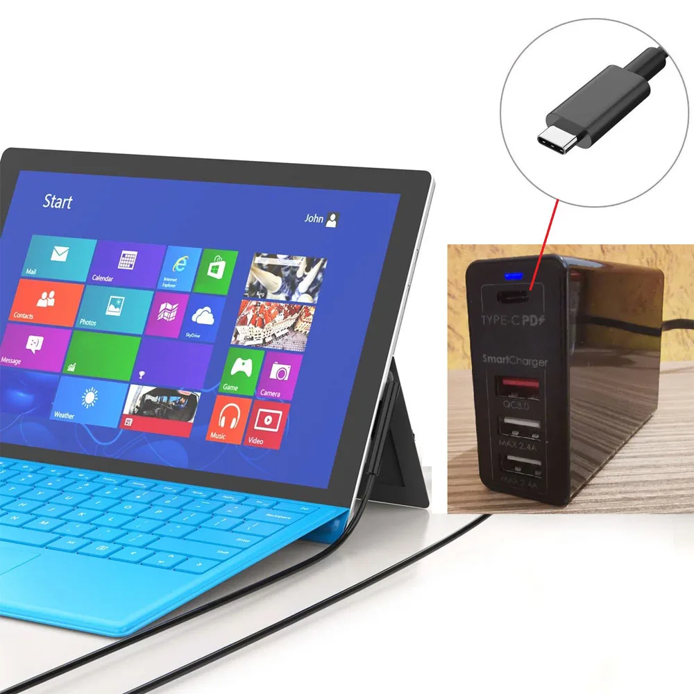 

100W USB-C To 12 15V 2.58A 4A 6.3A 36W 44W 60W 102W for Microsoft NEW Surface Pro3/4/5/6 Laptop Power Adapter 1800 1796 Charger