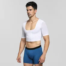 Короткий формирователь тела футболка гинекомастия Корсеты Корректор осанки Формирователи мужское моделирующее белье Черно-белое нижнее белье