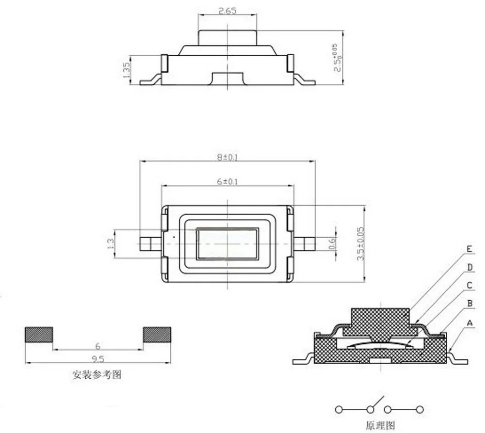 100pcs 마이크로 스위치 3x6x2.5mm 2 P SMD SMT 순간 터치 촉각 택트 푸시 버튼, 2 핀 3*6*2.5mm 높이 2.5mm