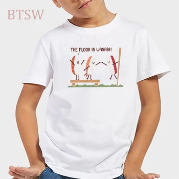 

Boys/Girls White Clothes New Summer Sushi Hug Tee Shirt Toddler Shirts Leisure O-Neck Funny Kids Tshirt Tops