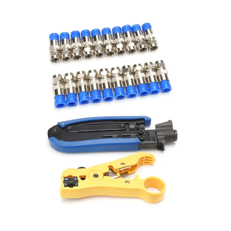 22 шт. RG6 RG59 RG7 RG11 плоскогубцы для экструзии Регулируемый коаксиальный кабель набор