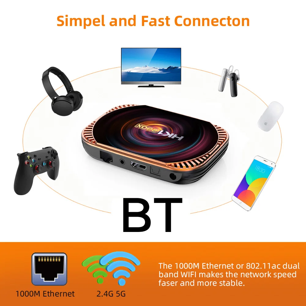 NEW HK1 RBOX X4 Android 11 Amlogic S905X4 Smart TV BOX 2.4G&5G Dual Wifi 1000M 8K 4K 3D Youtube Media Player Set Top Box TV BOX