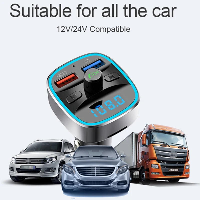 Bluetooth fm передатчик для автомобиля беспроводной радио автомобильный адаптер с QC3.0