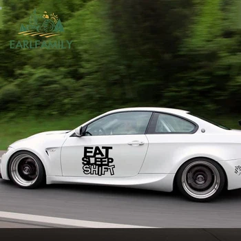 

EARLFAMILY 58cm x 58cm Funny Eat Sleep Shift Sticker Vinyl Car Wrap Decal Fatlace Stance Nation Waterproof Big Car Stickers
