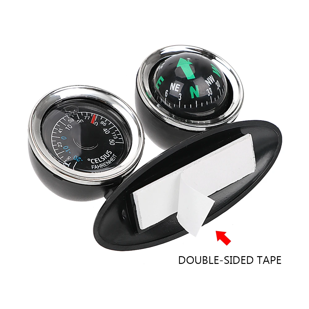 FONERY 2 in 1 Guide Ball Car Compass Thermometer Car-Styling Car Ornaments Direction Dashboard Ball Vcehicle Automotive Accessories 