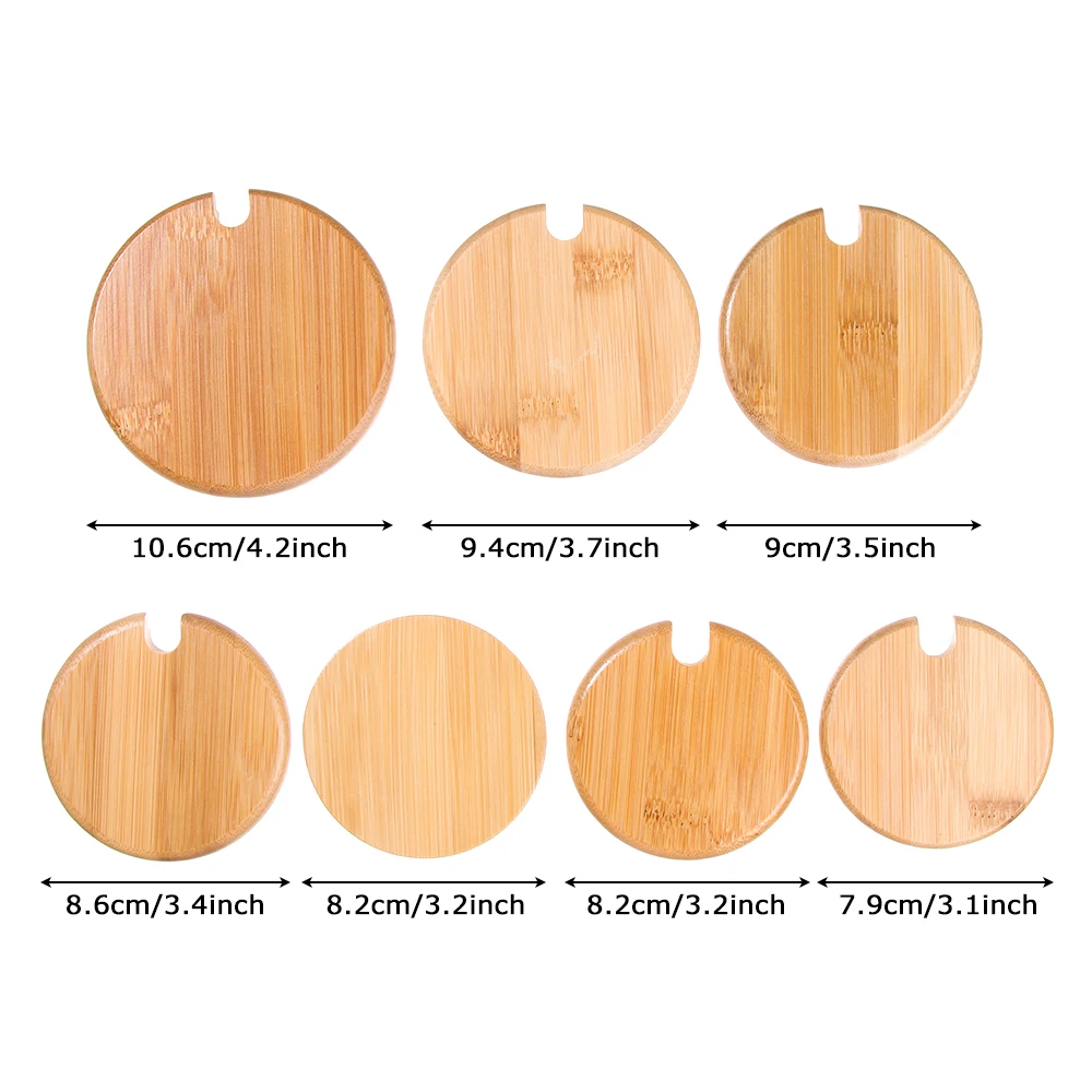 Natural Wood Lid With Spoon Hole Wooden Lids Mason Jar Cap Can Mug Cover Seasoning Bottle Home Kitchen Supplies Various Sizes for wooden jar lids