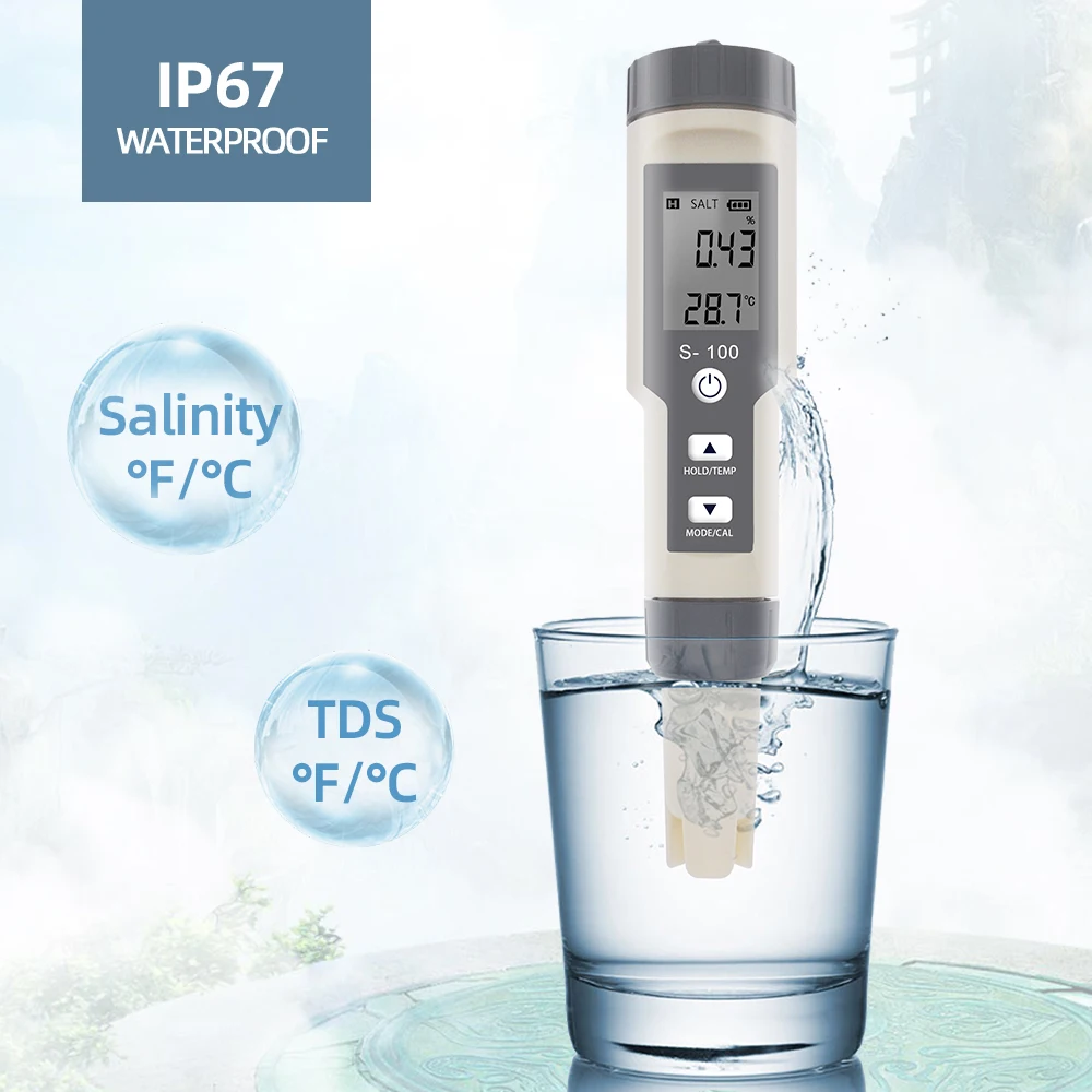 3 в 1 соленомер TDS измеритель температуры солености цифровой водонепроницаемый датчик соли соленый рассол морской воды испытательный комплект скидка 40