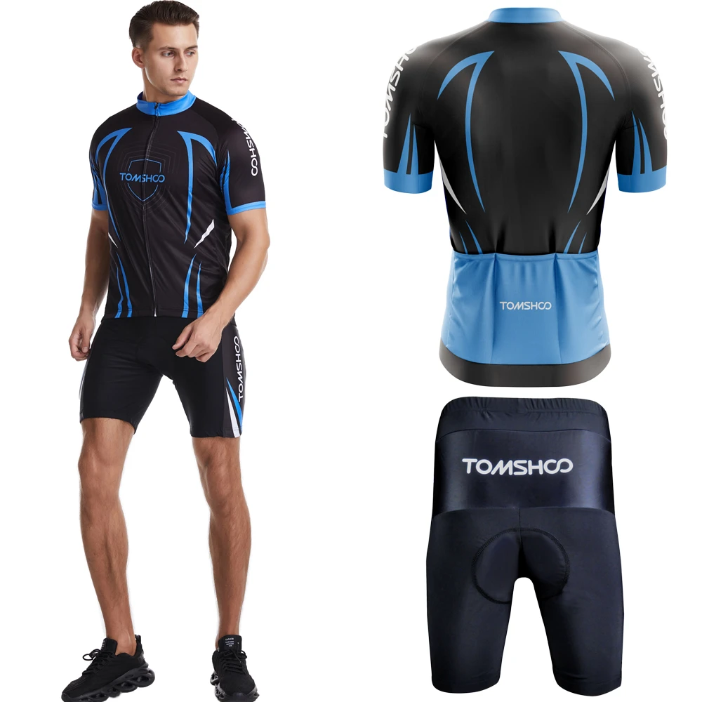 TOMSHOO Men Cycling Jersey Set Breathable Short Sleeve Bike Shirt with Padded Shorts MTB Bicycle Riding Biking Clothing |