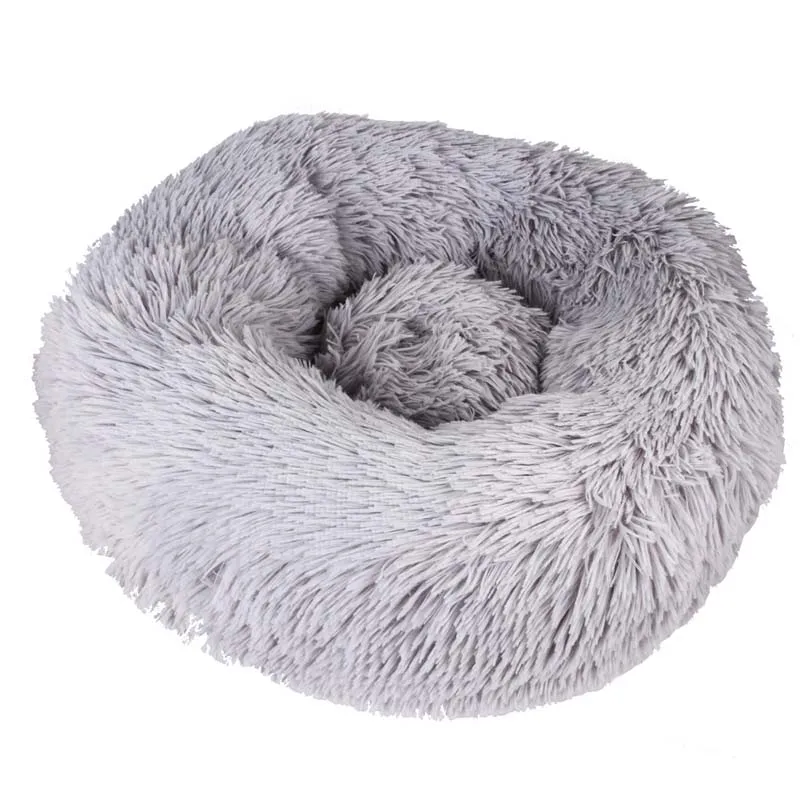 Круглый зимний пушистый теплый питомцы Толстая кроватка для небольшой собаки домик для кошки отдых Диван Питомник щенок матрас S/M/L Прямая - Цвет: Light Grey