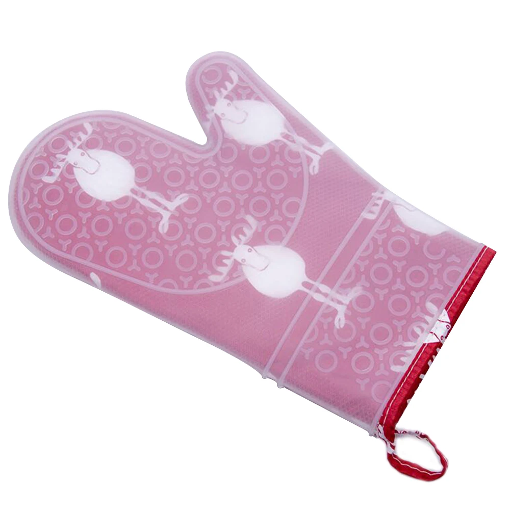 

1 Pc Silicone Glove Christmas Patterned Waterproof Anti-scald Mitts Microwave Oven Baking Glove for Kitchen Bar