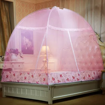 

Summer Outdoor Travel Mosquito Net Free Installation Folding Insect Prevent Mesh Mongolian Yurt Adult Double Bed Dome Tent