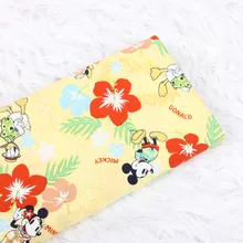 Полметра простой хлопок Поплин Ткань с Микки цветочным принтом, ручной работы DIY одежды платье Детская одежда CR-135