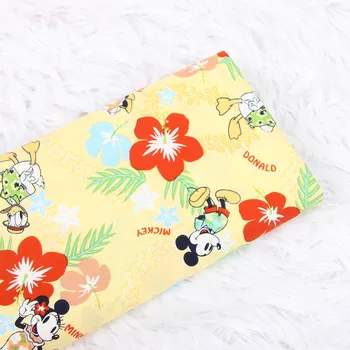 

half meter plain 100% cotton poplin fabric with mickey flower print, handmade DIY garment dress kids cloth CR-135