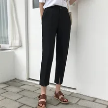 Плюс-Размер похудение Летний Стиль Костюм рабочие брюки для полных в мм свободные стройнящие шаровары с высокой талией разрез