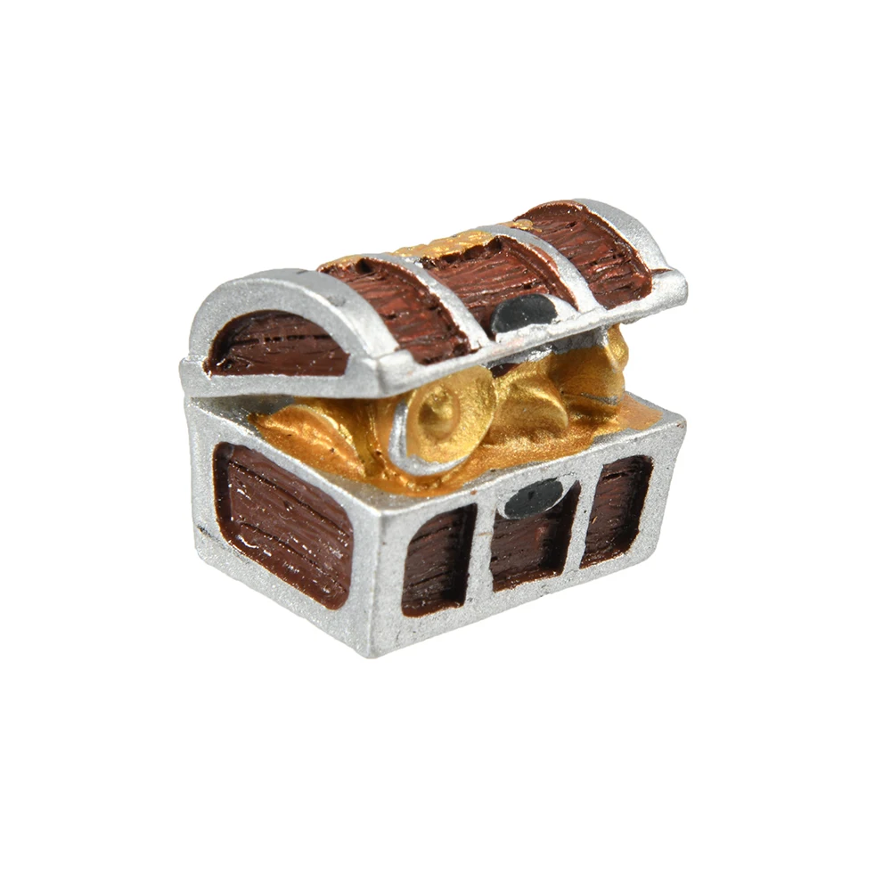 Treasure Chest Box Antique Creative Fish Tank Ornaments Landscape Pirate Gold Coins Resin Decorations Fish Tank Decorations Mini Landscape Ornaments Aquarium Ornaments