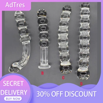 Pyrex Glass 8 Anal Beads Butt Plug Big Ball Large Crystal Dildo Penis Artificial Dick Gay Masturbate Adult Sex Toy For Women men 2