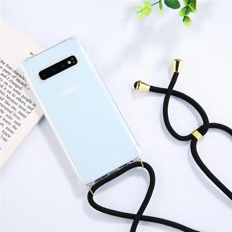 2020 Cord Lanyards Phone Case For Samsung S10E S10 Plus Note 8 9 Soft Cover For Samsung Note 10 Plus Shockproof Shell Cover cute samsung cases