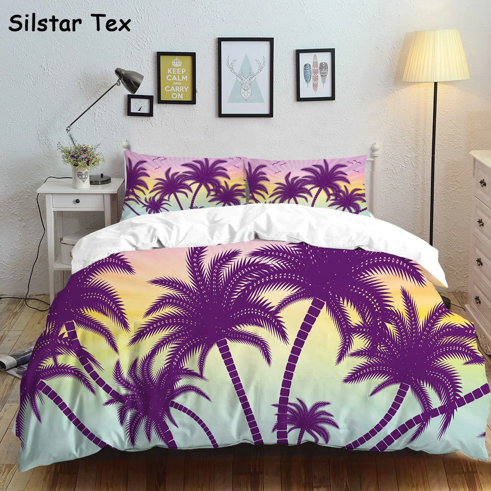 Silstar Tex Colorful Palm Double Bedding Set New Linen Sheets Sets Nordic Cover Duver Pillowcase Bedroom | Дом и сад