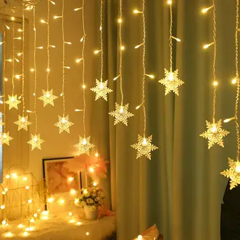 

4m 96LED Snowflake String Light Waterproof Christmas Snowflake Curtain String Lights Holiday Decoration lights 220V EU plug