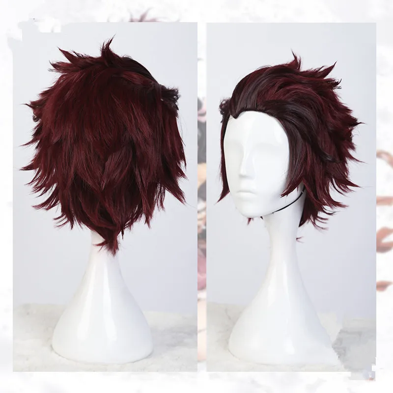 wig Comic Demon Slayer: Kimetsu no Yaiba Kamado Nezuko женский костюм для косплея, наряды, платье, рождественский подарок, кимоно - Цвет: wig