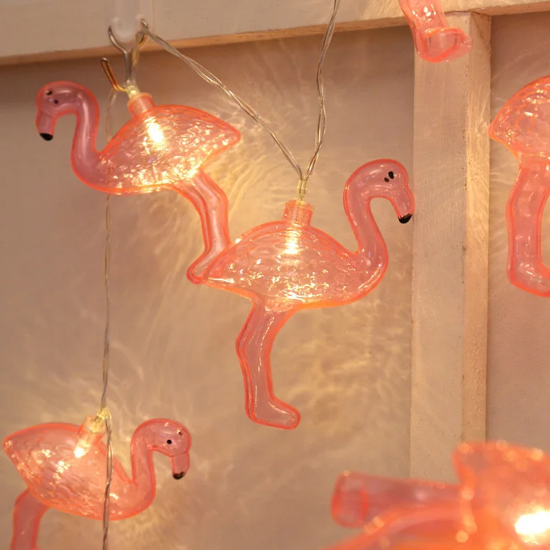 

LED Flamingo Lighting Chain Decorative Lights Christmas Holiday Lamp GIRL'S Heart Battery Light Restaurant Hotel Rose Colorful L