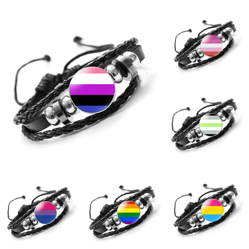 Motorbike Chain Link Gear Men Bracelet Rainbow Pride Men Gay Gift